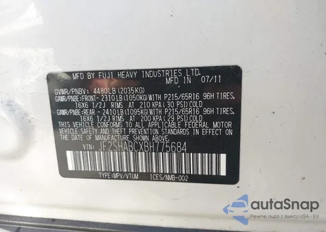 2011 Subaru Forester 2.5X из США, поврежденный, VIN JF2SHABCXBH775684